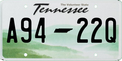 TN license plate A9422Q
