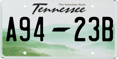TN license plate A9423B