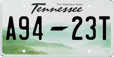TN license plate A9423T