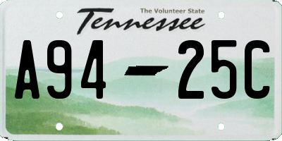 TN license plate A9425C