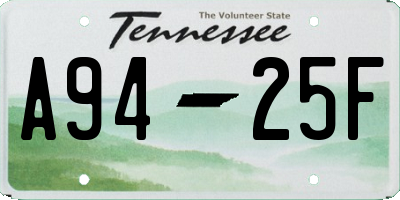 TN license plate A9425F