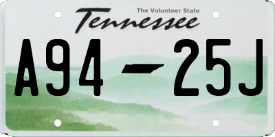 TN license plate A9425J