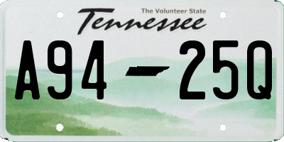 TN license plate A9425Q