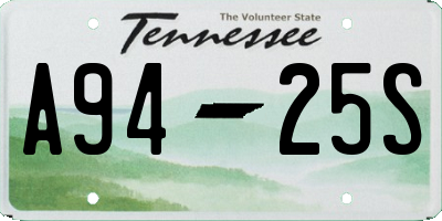 TN license plate A9425S