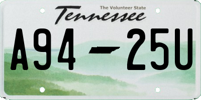 TN license plate A9425U