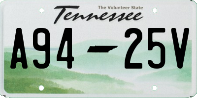 TN license plate A9425V