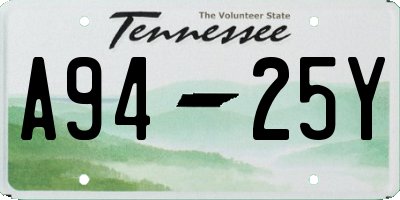 TN license plate A9425Y