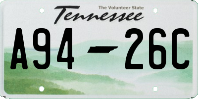 TN license plate A9426C