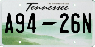 TN license plate A9426N