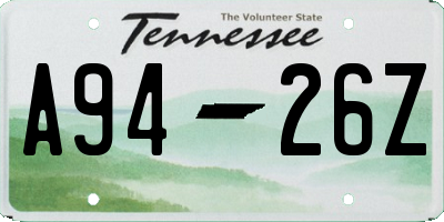 TN license plate A9426Z