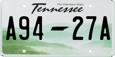 TN license plate A9427A