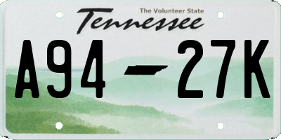 TN license plate A9427K