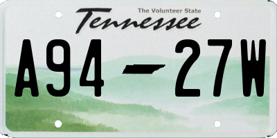 TN license plate A9427W