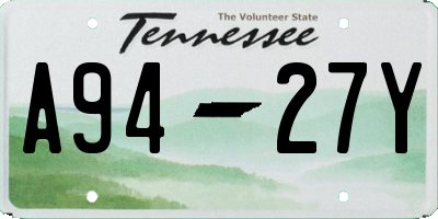 TN license plate A9427Y