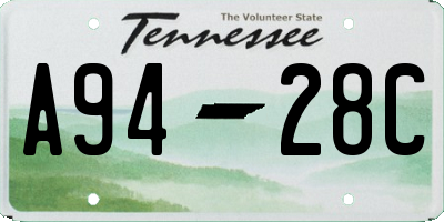 TN license plate A9428C