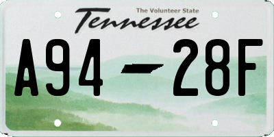 TN license plate A9428F