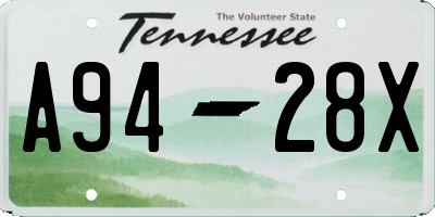 TN license plate A9428X