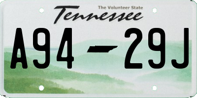 TN license plate A9429J