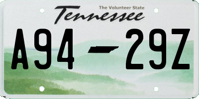 TN license plate A9429Z