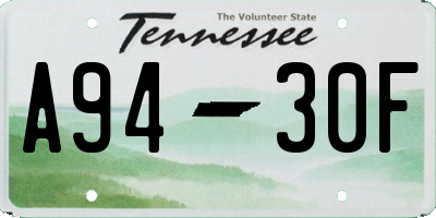 TN license plate A9430F