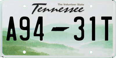 TN license plate A9431T
