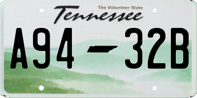 TN license plate A9432B