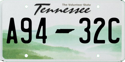 TN license plate A9432C