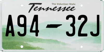 TN license plate A9432J