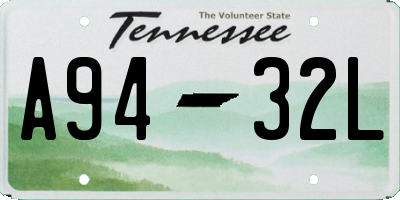 TN license plate A9432L