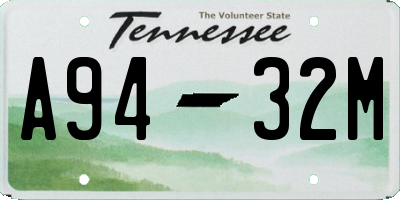 TN license plate A9432M