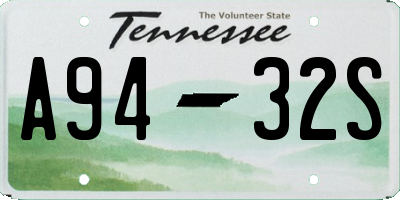 TN license plate A9432S