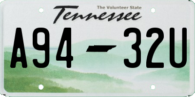 TN license plate A9432U
