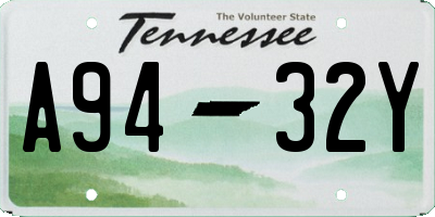 TN license plate A9432Y