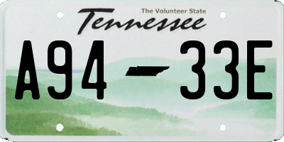 TN license plate A9433E