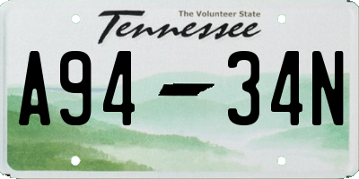 TN license plate A9434N