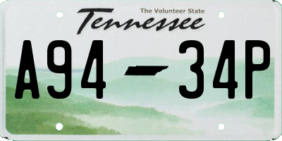 TN license plate A9434P