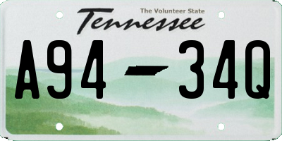 TN license plate A9434Q