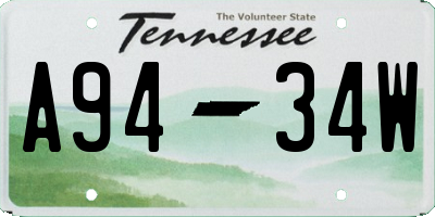 TN license plate A9434W