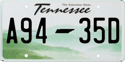 TN license plate A9435D
