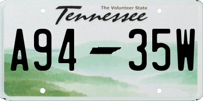 TN license plate A9435W