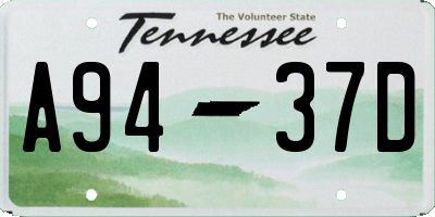 TN license plate A9437D