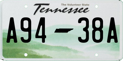 TN license plate A9438A