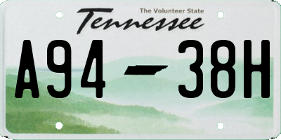 TN license plate A9438H