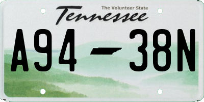 TN license plate A9438N