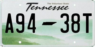TN license plate A9438T