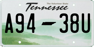 TN license plate A9438U