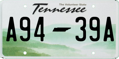 TN license plate A9439A