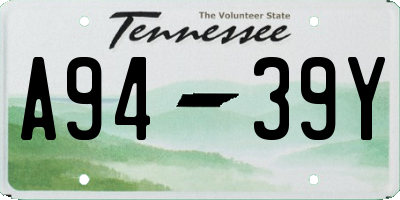 TN license plate A9439Y