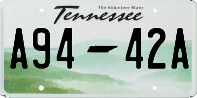 TN license plate A9442A