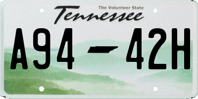 TN license plate A9442H